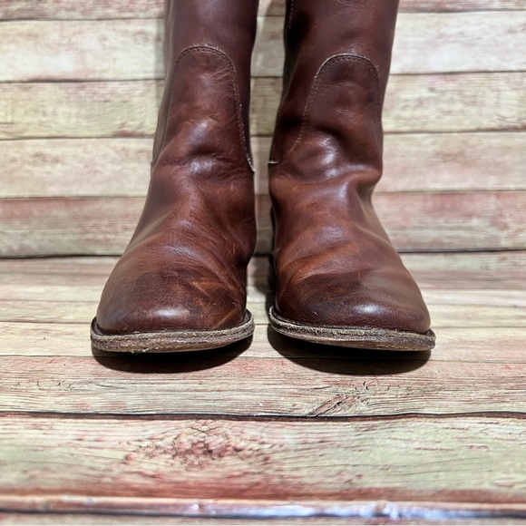 Frye Brown Leather Paige Tall Riding Boots - Picture 6 of 11